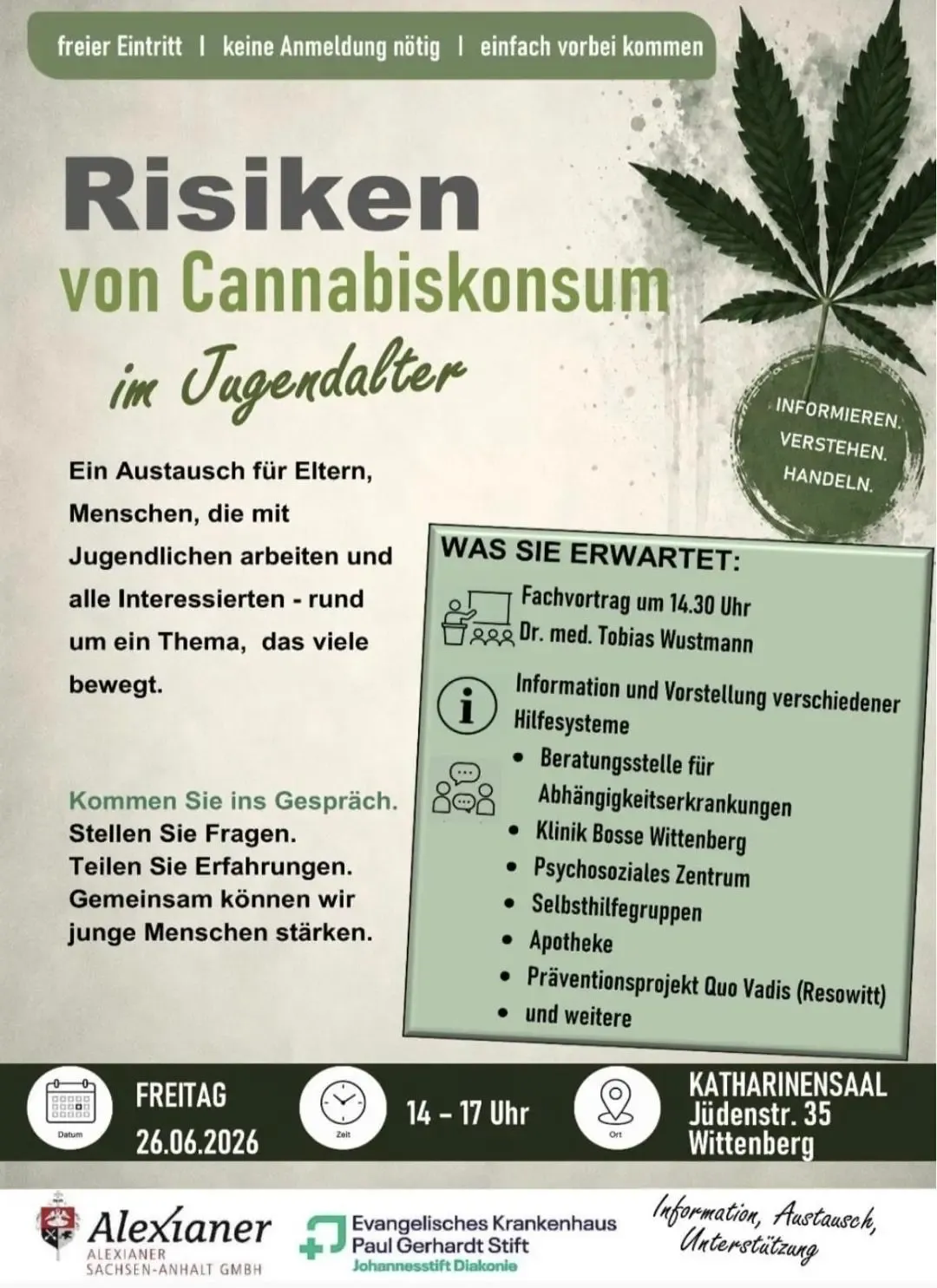 Risiken von Cannabiskonsum im Jugendalter – Fachvortrag und Austausch in Wittenberg