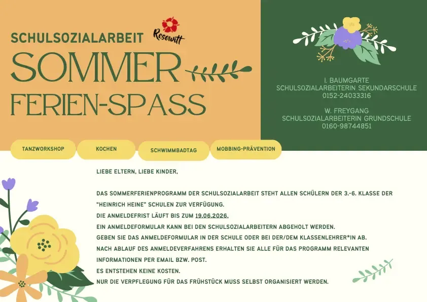 07.07. – 09.07.26 – Sommerferienspaß an Reinsdorfer Schulen