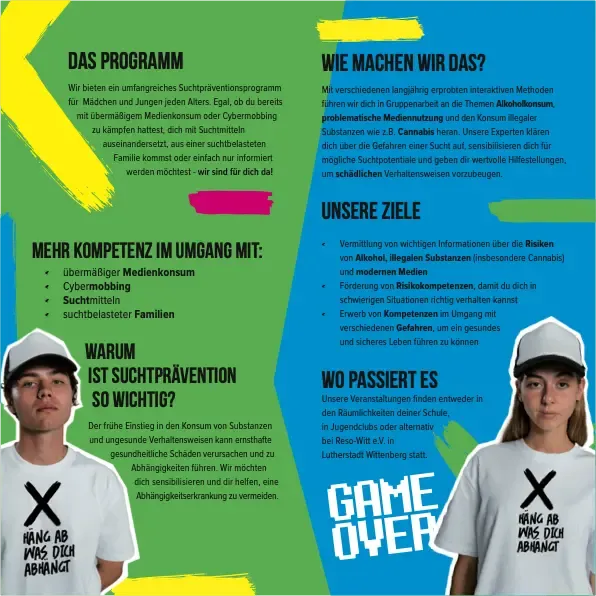 Flyer „Häng ab, was dich abhängt“ zur Suchtprävention von Reso-Witt e.V.